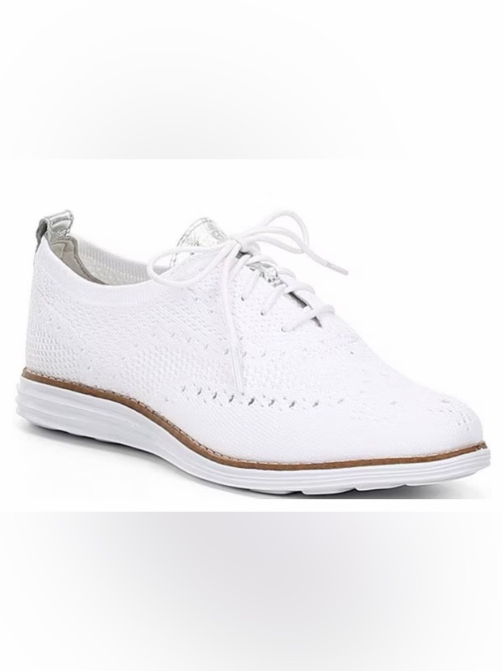 Cole Haan White Knit Lace-Up Oxford Sneakers